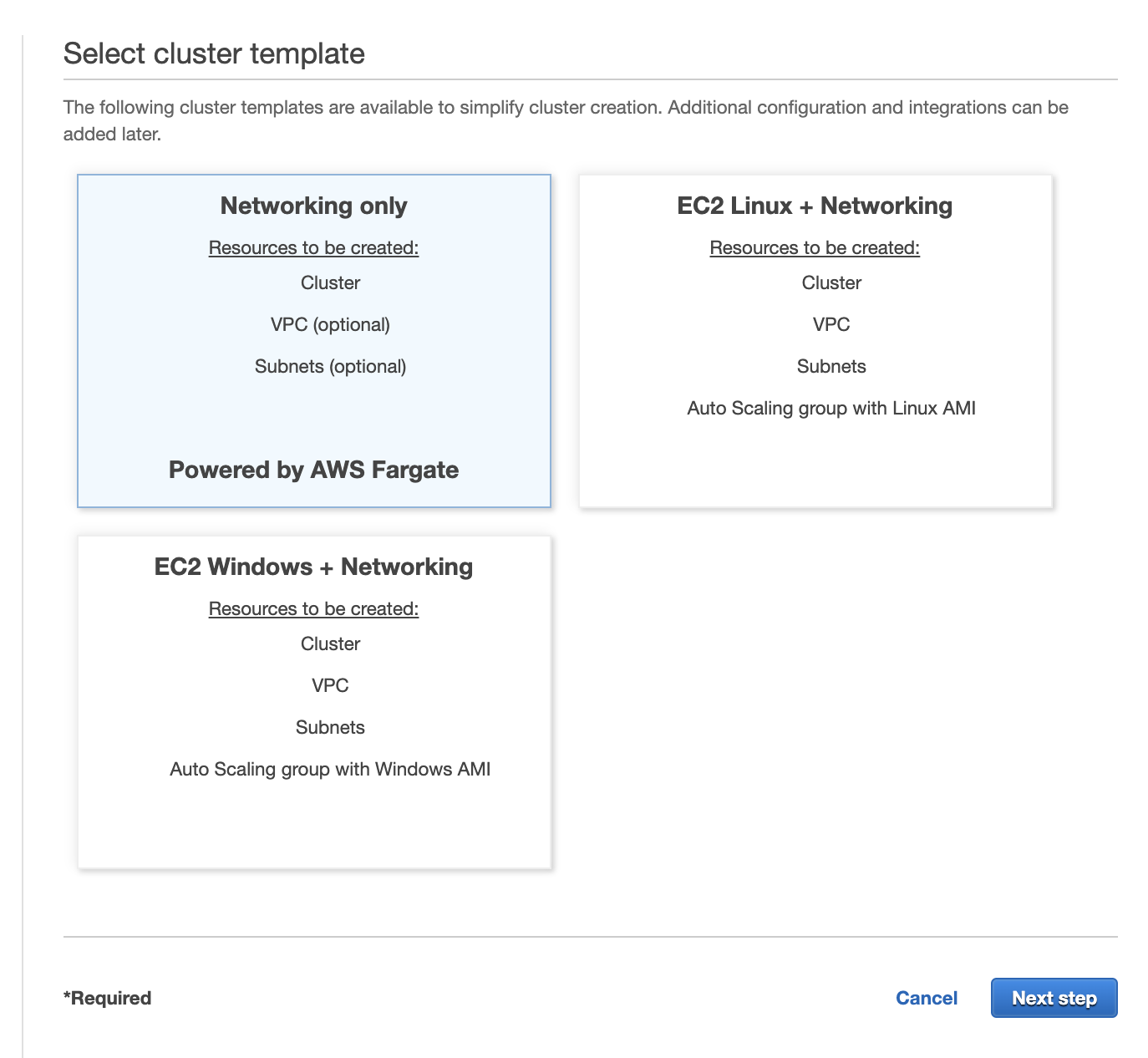 Selecting networking only