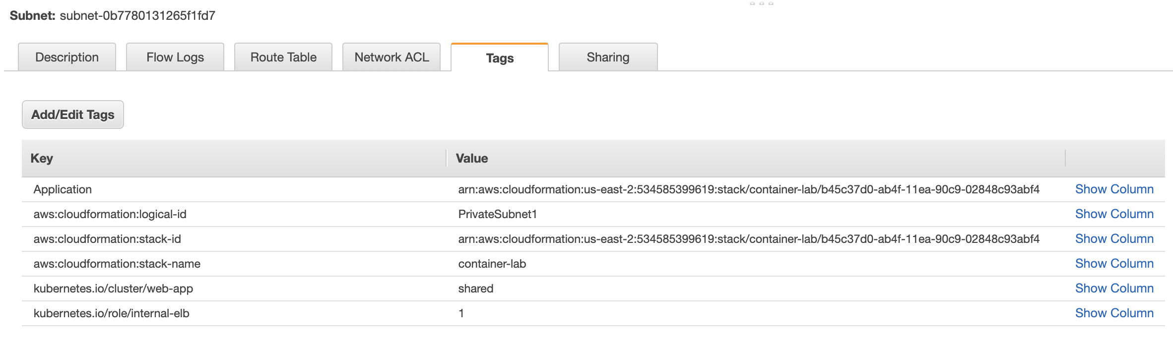 Private Subnet Tags